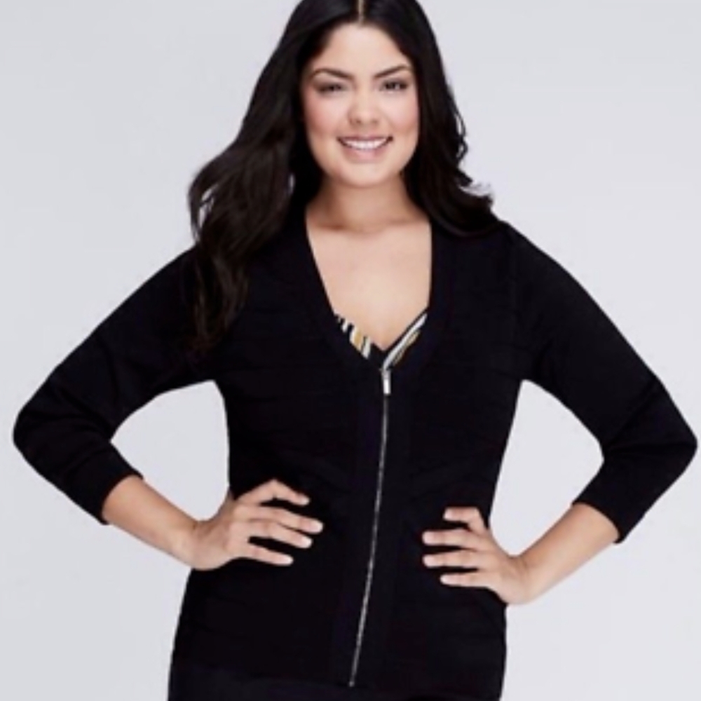 New Lane Bryant Black Zip Front Cardigan Jacket